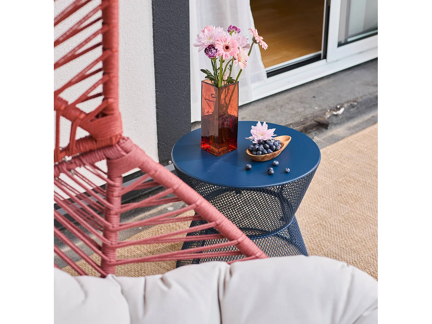 Fauteuil oeuf de jardin acier et résine tressée terracotta - Ovoa