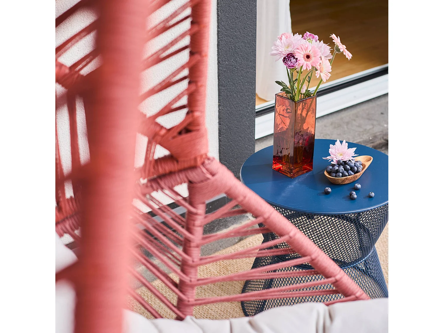 Fauteuil oeuf de jardin acier et résine tressée terracotta - Ovoa