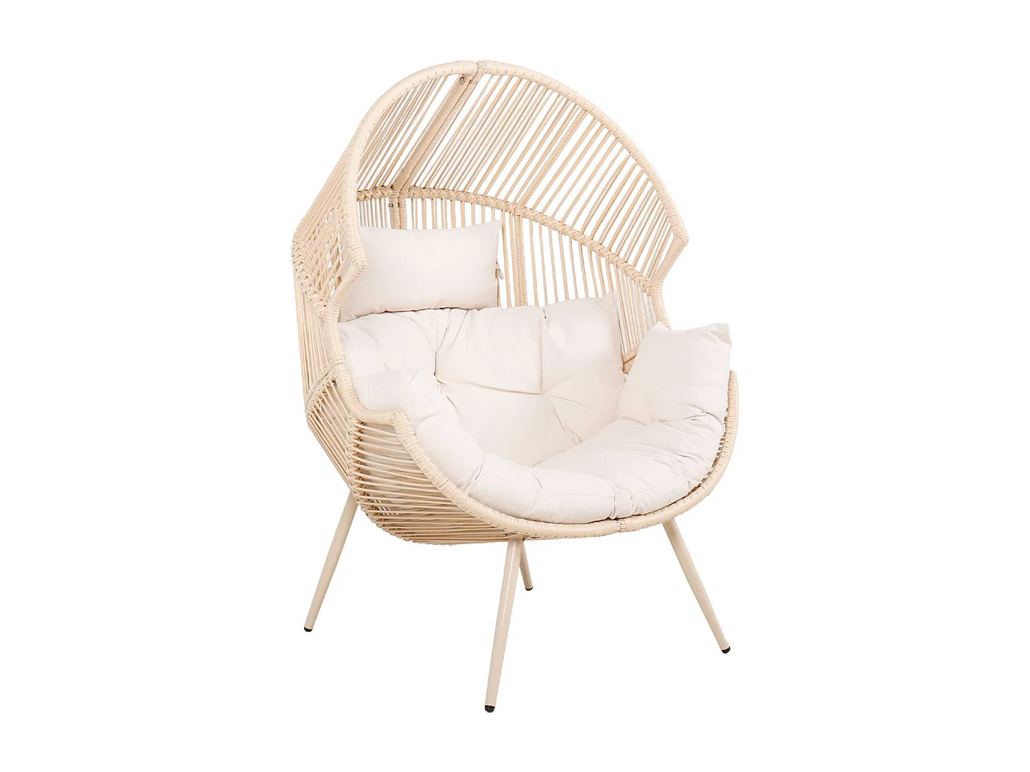Fauteuil oeuf de jardin acier et résine beige - Salenza