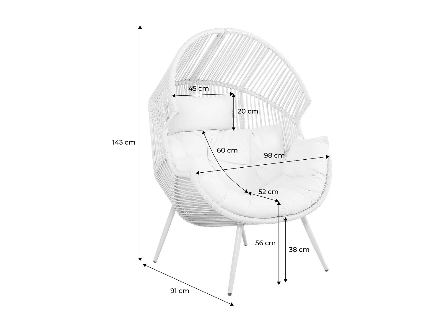 Fauteuil oeuf de jardin acier et résine beige - Salenza