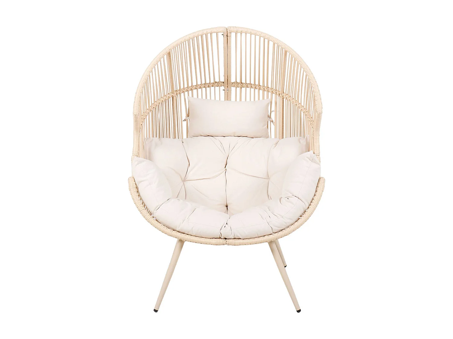 Fauteuil oeuf de jardin acier et résine beige - Salenza