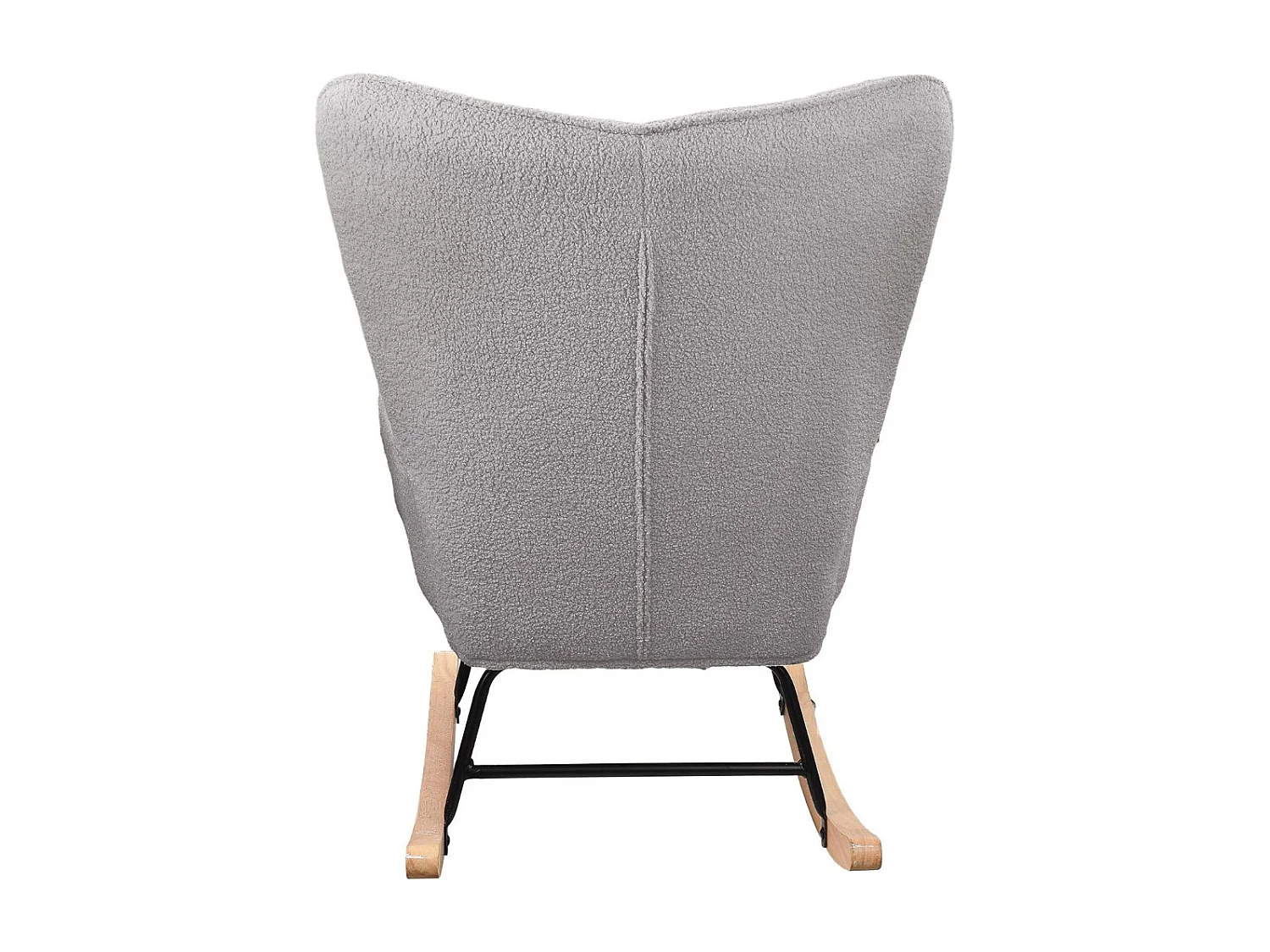 Fauteuil à bascule en tissu bouclé  gris avec accoudoirs, rocking chair confortable avec structure bois et métal, fauteuil relaxation pour salon chambre