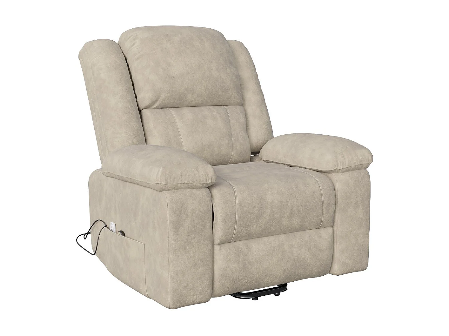 Fauteuil de massage électrique avec accoudoirs rembourrés, fauteuil inclinable, en tissu aspect daim, disponible en noir ou marron.