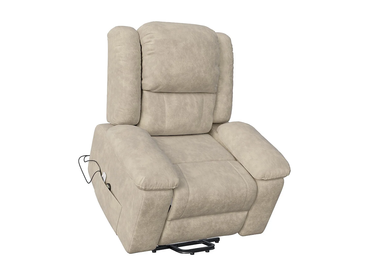 Fauteuil de massage électrique avec accoudoirs rembourrés, fauteuil inclinable, en tissu aspect daim, disponible en noir ou marron.