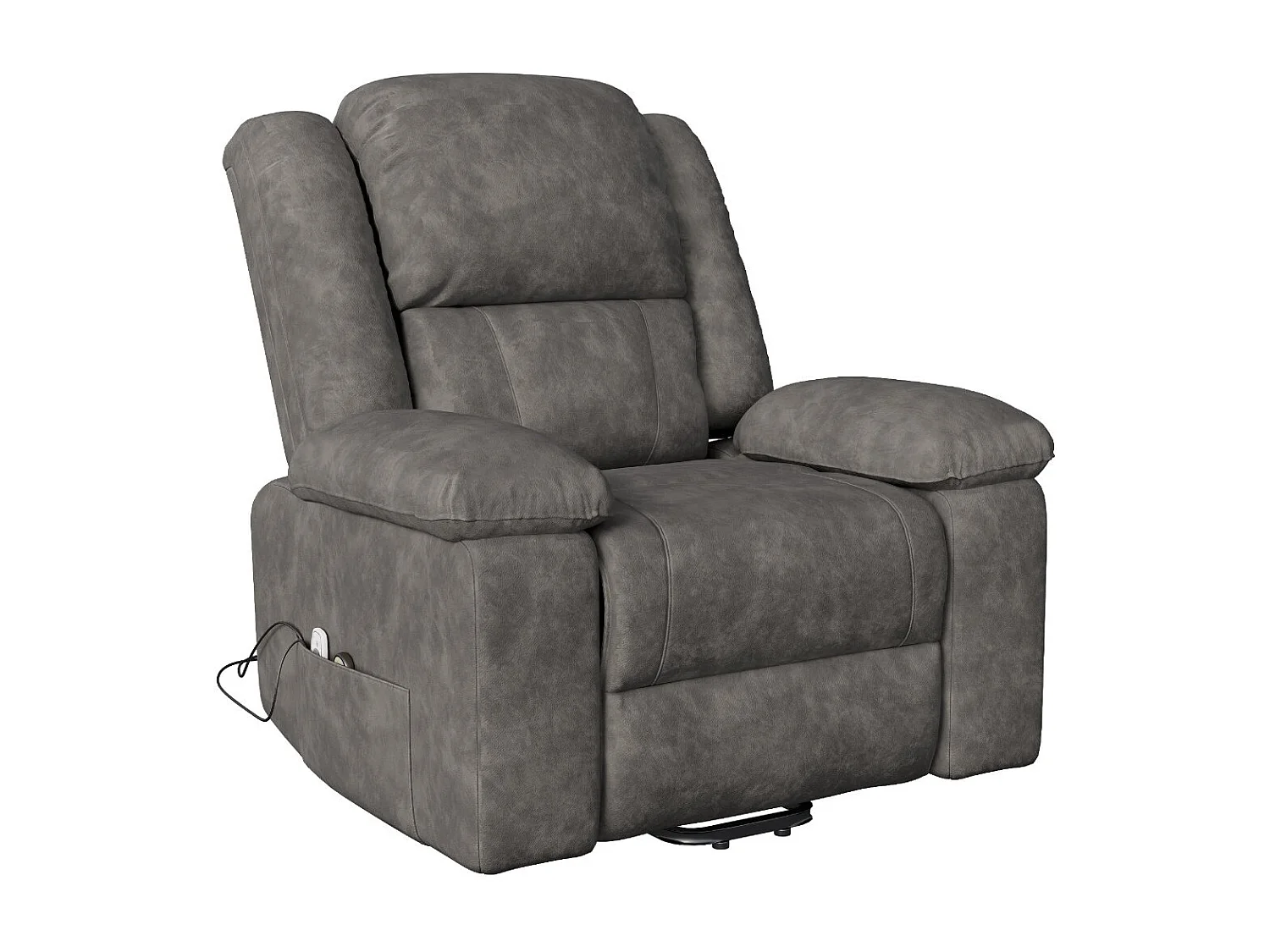 Fauteuil de massage électrique avec accoudoirs rembourrés, fauteuil inclinable, en tissu aspect daim, disponible en noir ou marron.