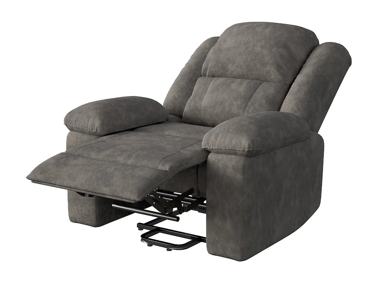 Fauteuil de massage électrique avec accoudoirs rembourrés, fauteuil inclinable, en tissu aspect daim, disponible en noir ou marron.