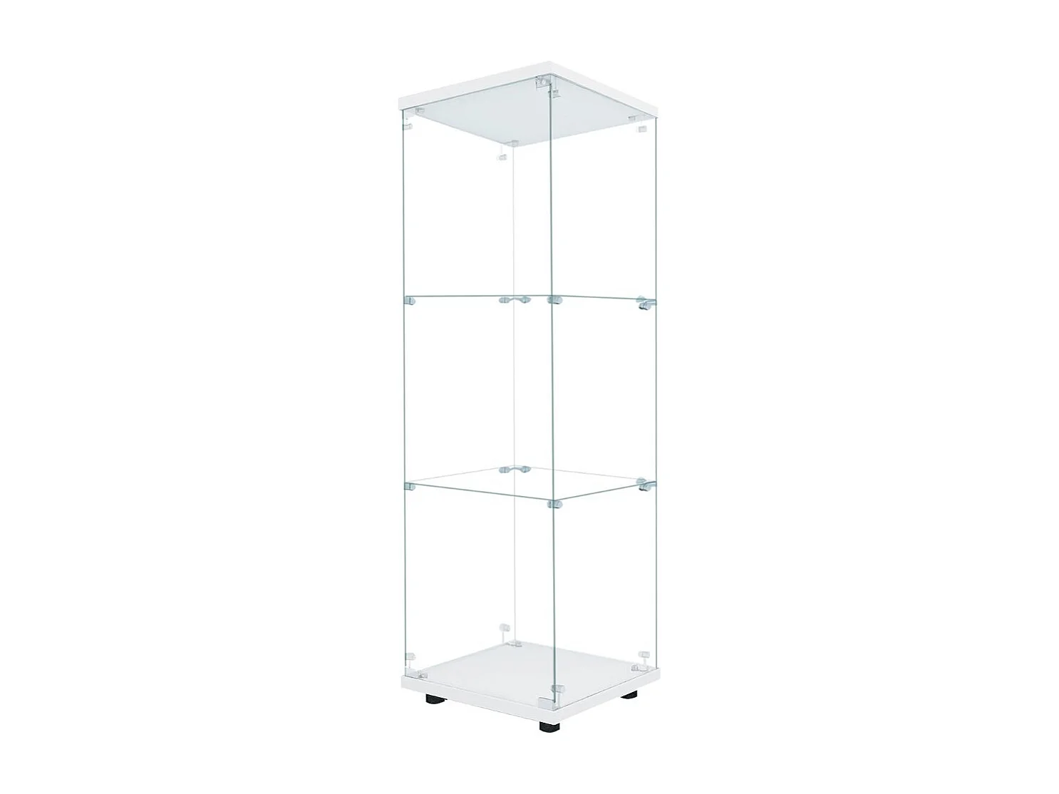 Vitrine en verre Blanc, colonne vitrine de salon, meuble vitrine moderne avec étagères, armoire vitrée pour décoration et rangement