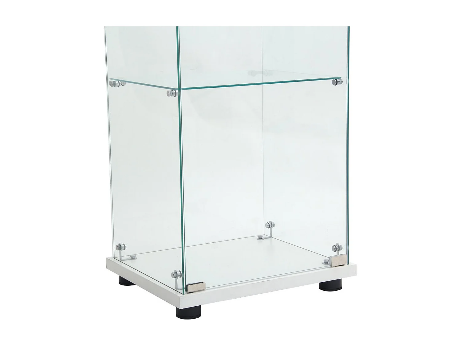 Vitrine en verre Blanc, colonne vitrine de salon, meuble vitrine moderne avec étagères, armoire vitrée pour décoration et rangement