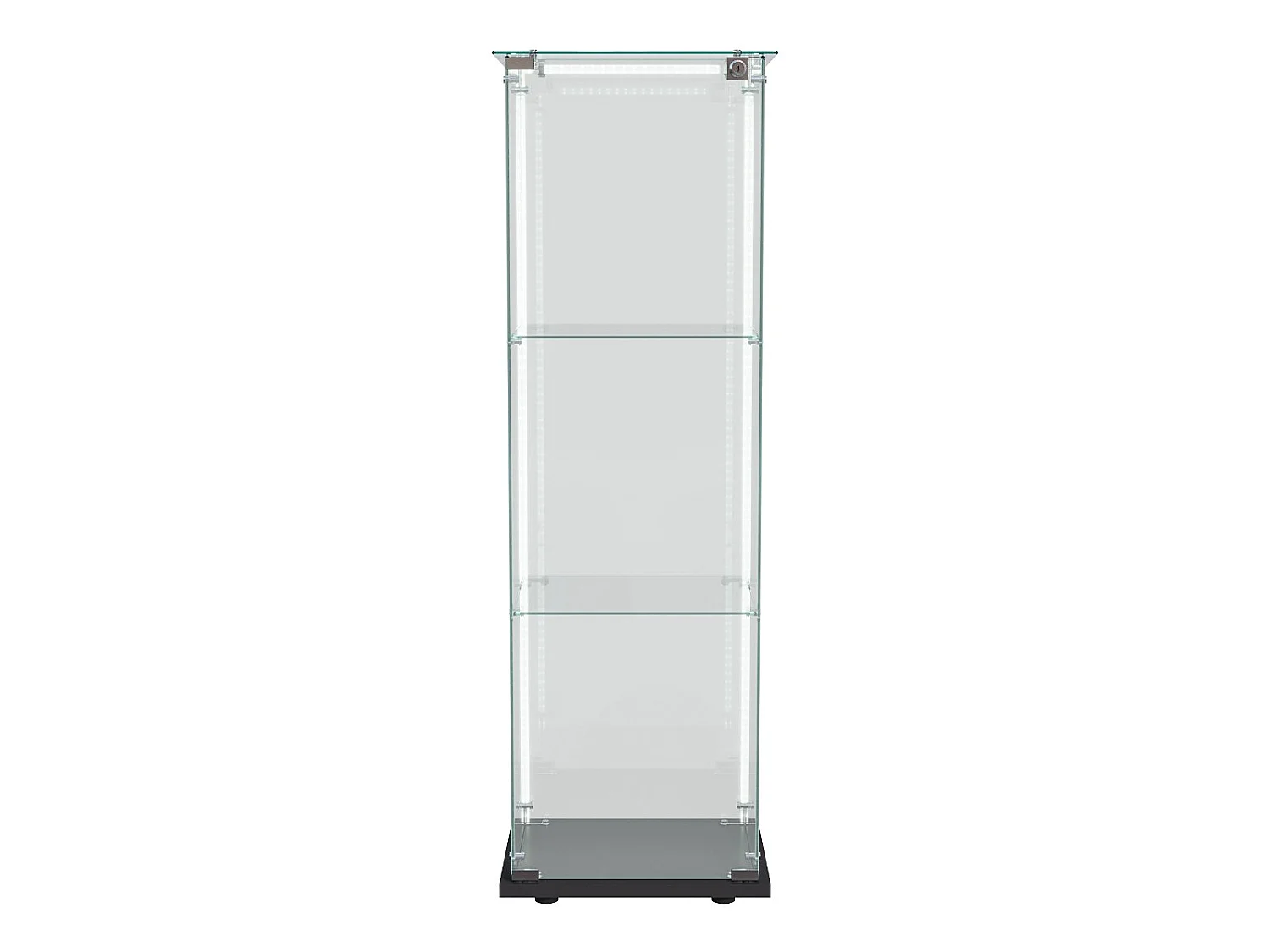Vitrine en Verre avec LED, Armoir de Vitrine pour Collection Moderne avec 1 Portes et 3 étagères en Verre ESG, pour Le Bar, Le Salon, 123 x 40 x 35 cm, Noir