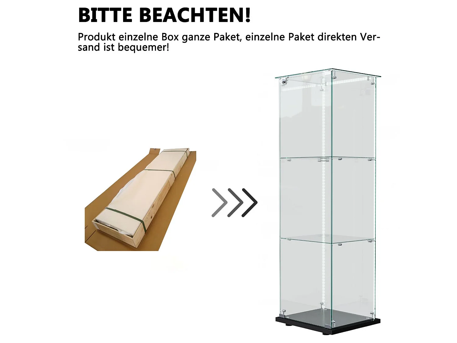 Vitrine en Verre avec LED, Armoir de Vitrine pour Collection Moderne avec 1 Portes et 3 étagères en Verre ESG, pour Le Bar, Le Salon, 123 x 40 x 35 cm, Noir