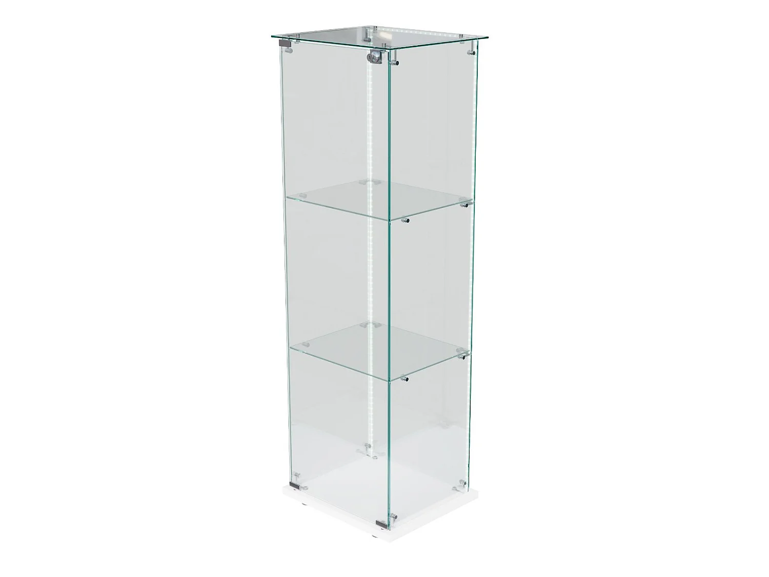 Vitrine en Verre avec LED, Armoir de Vitrine pour Collection Moderne avec 1 Portes et 3 étagères en Verre ESG, pour Le Bar, Le Salon, 123 x 40 x 35 cm, Blanc
