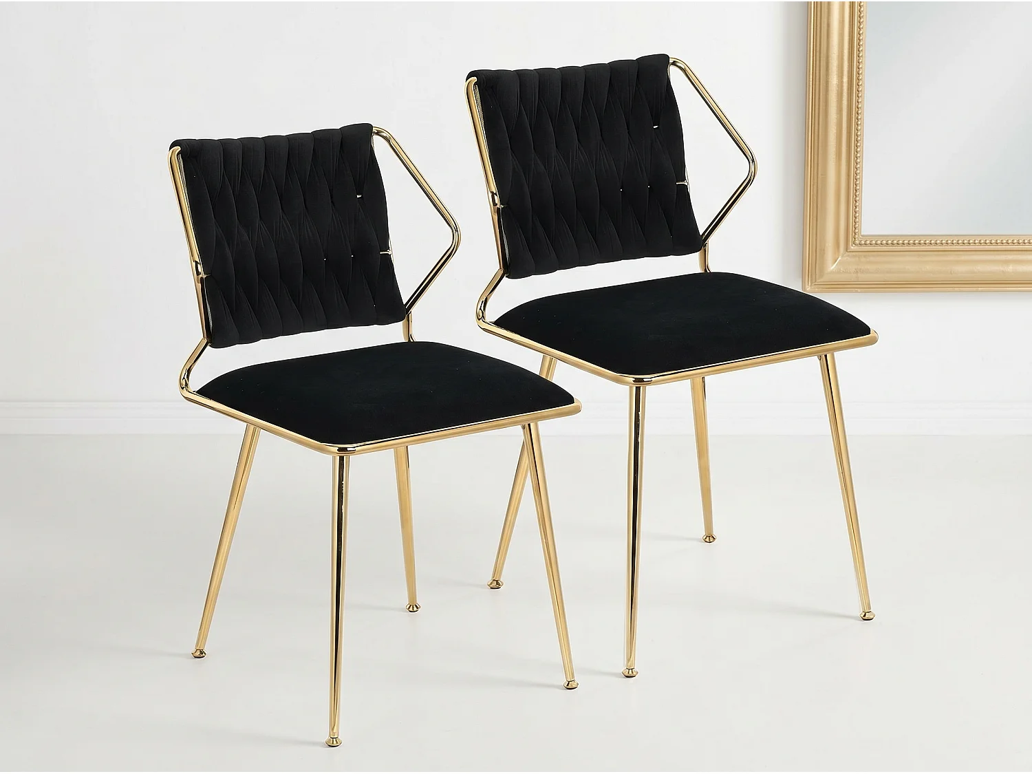 Chaise de salle à manger en velours avec accoudoirs, fauteuil rembourré confortable avec pieds métal doré, chaise moderne pour cuisine salon