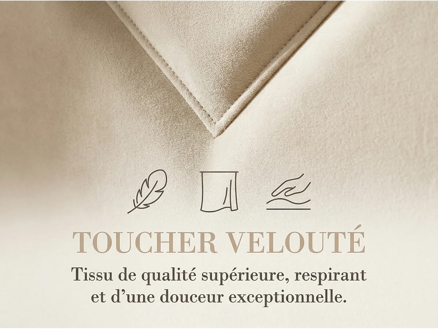 Lit coffre rembourré  140x200cm - avec tête de lit LED - Tête de lit triangulaire LED - Sommier à lattes en bois - Tissu Beige
