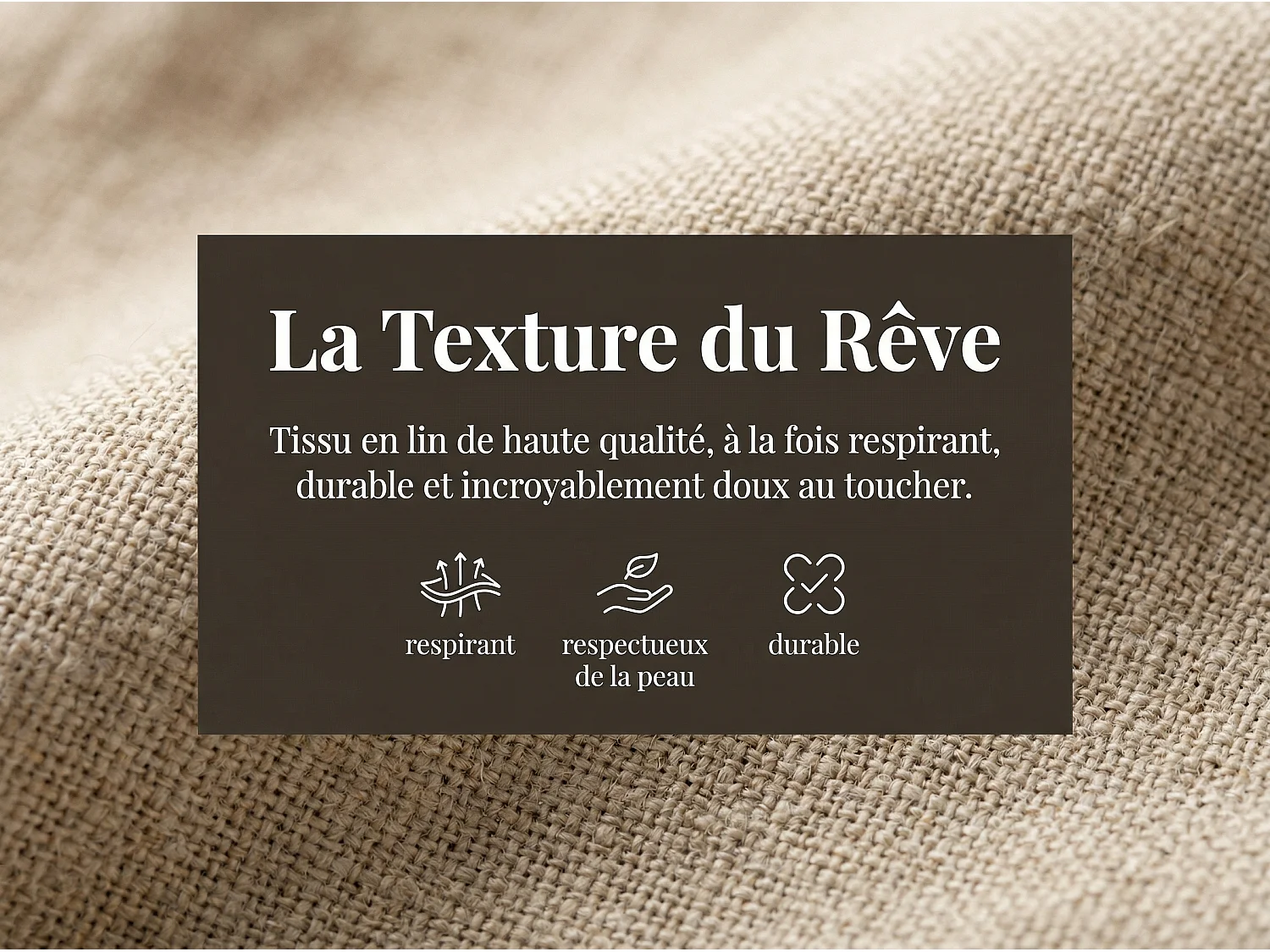 Lit rembourré avec tête de lit capitonnée, lit double tissu beige, design moderne, cadre stable sans coffre