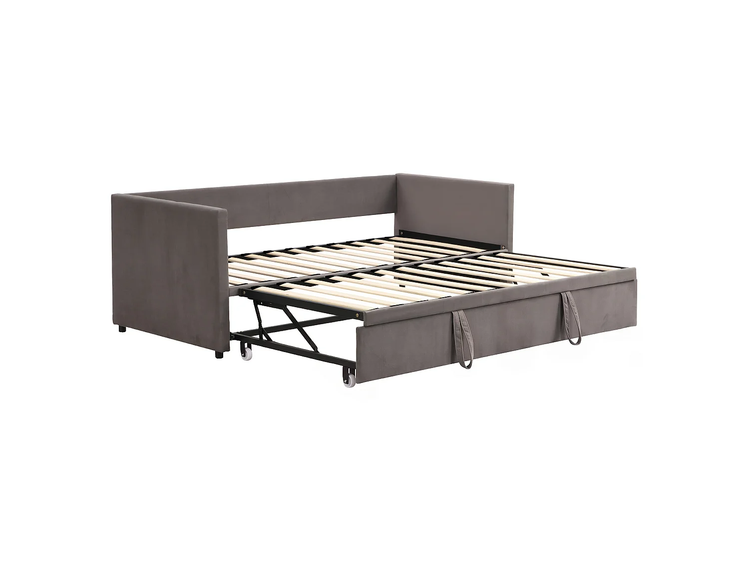 Canapé lit extensible 90/180x200, lit gigogne rembourré velours, convertible 2 places, gain de place