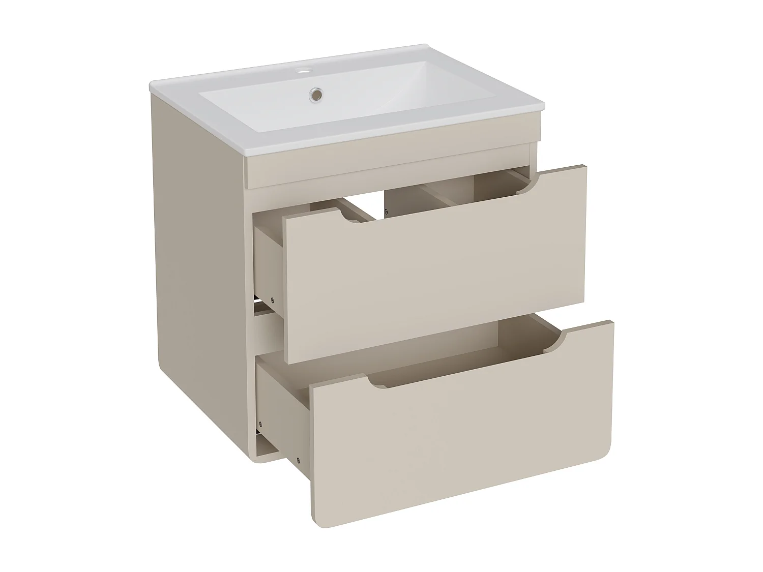 Meuble de salle de bain suspendu avec vasque à encastrer - Beige - 60 cm - ARUBA
