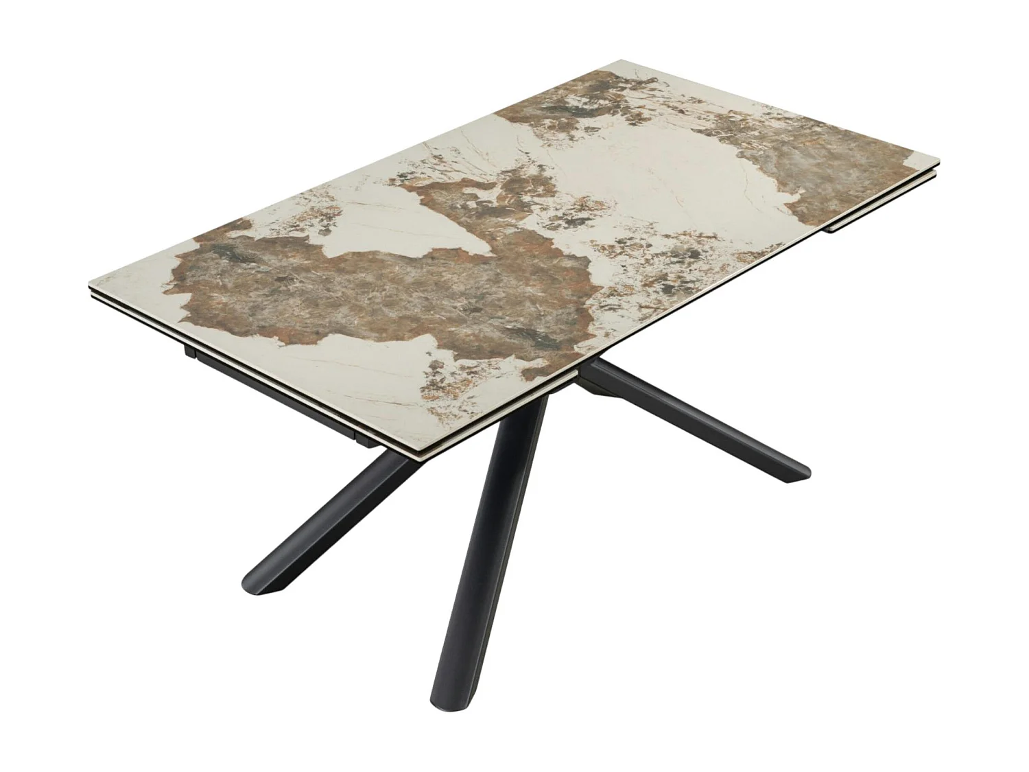 Table extensible en céramique marbrée blanc/brun 160-240 cm ORIS