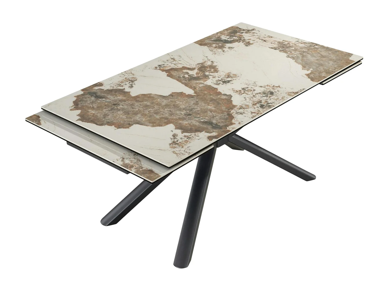 Table extensible en céramique marbrée blanc/brun 160-240 cm ORIS