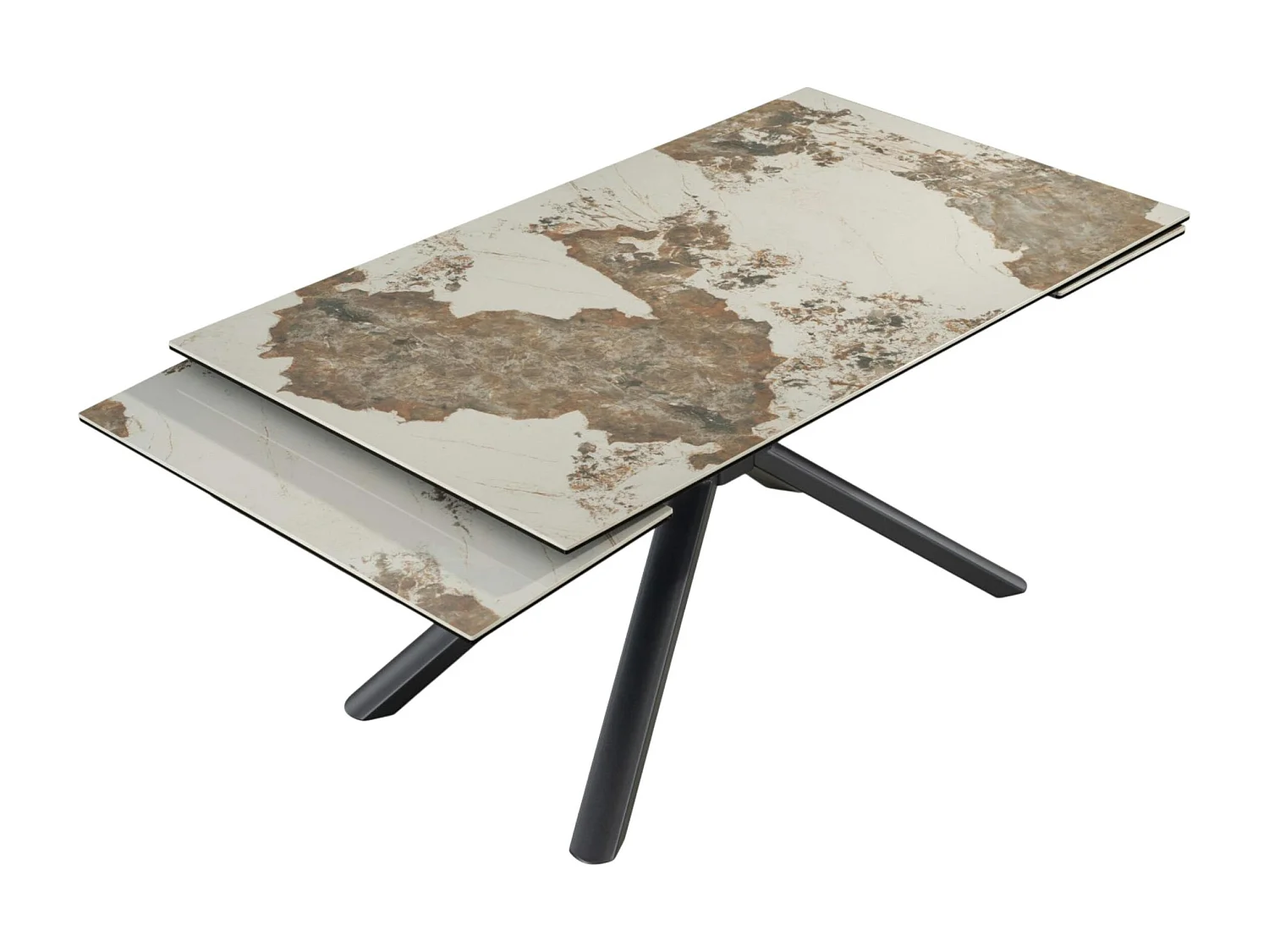 Table extensible en céramique marbrée blanc/brun 160-240 cm ORIS