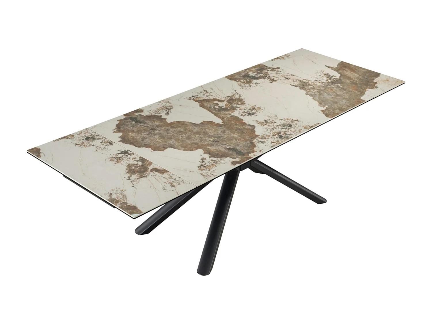 Table extensible en céramique marbrée blanc/brun 160-240 cm ORIS