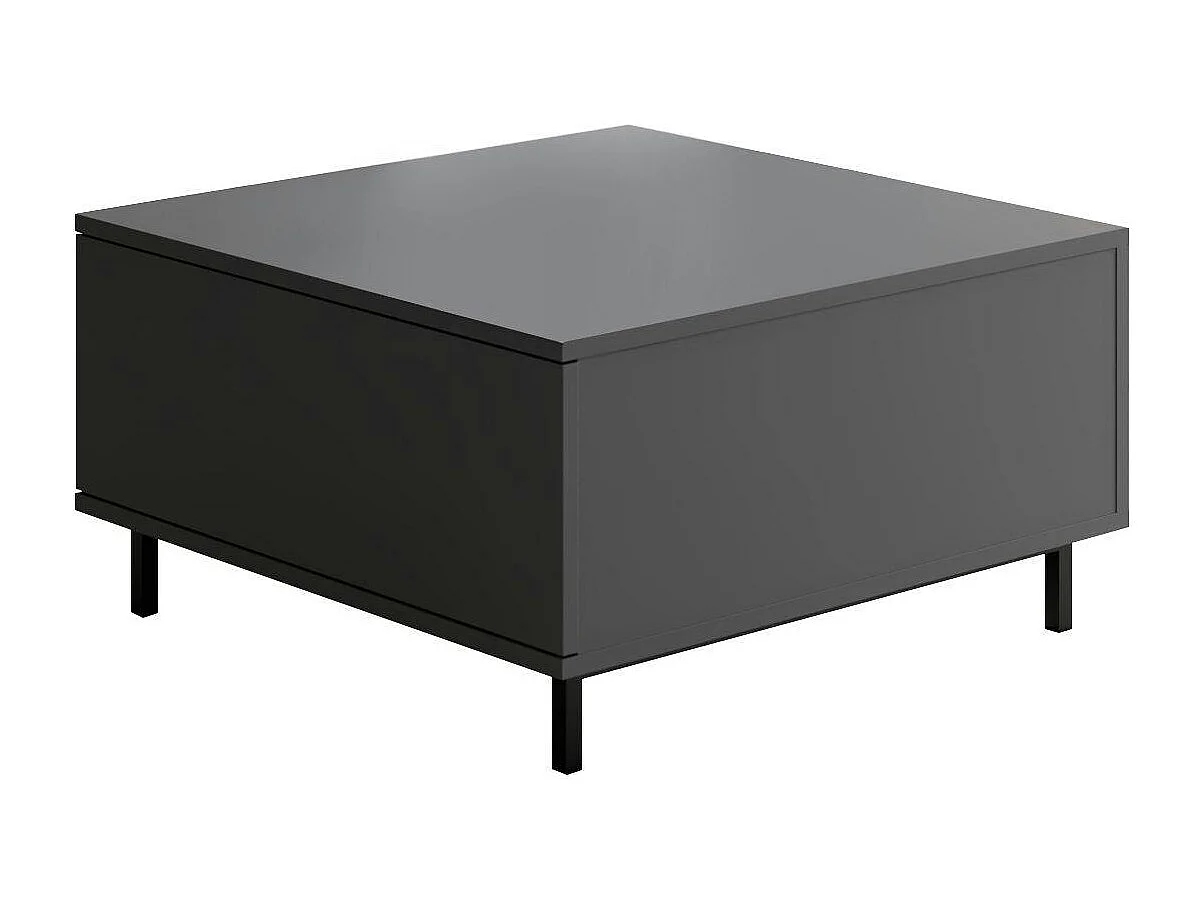 Table basse carrée gris foncé avec coffre de rangement AURA