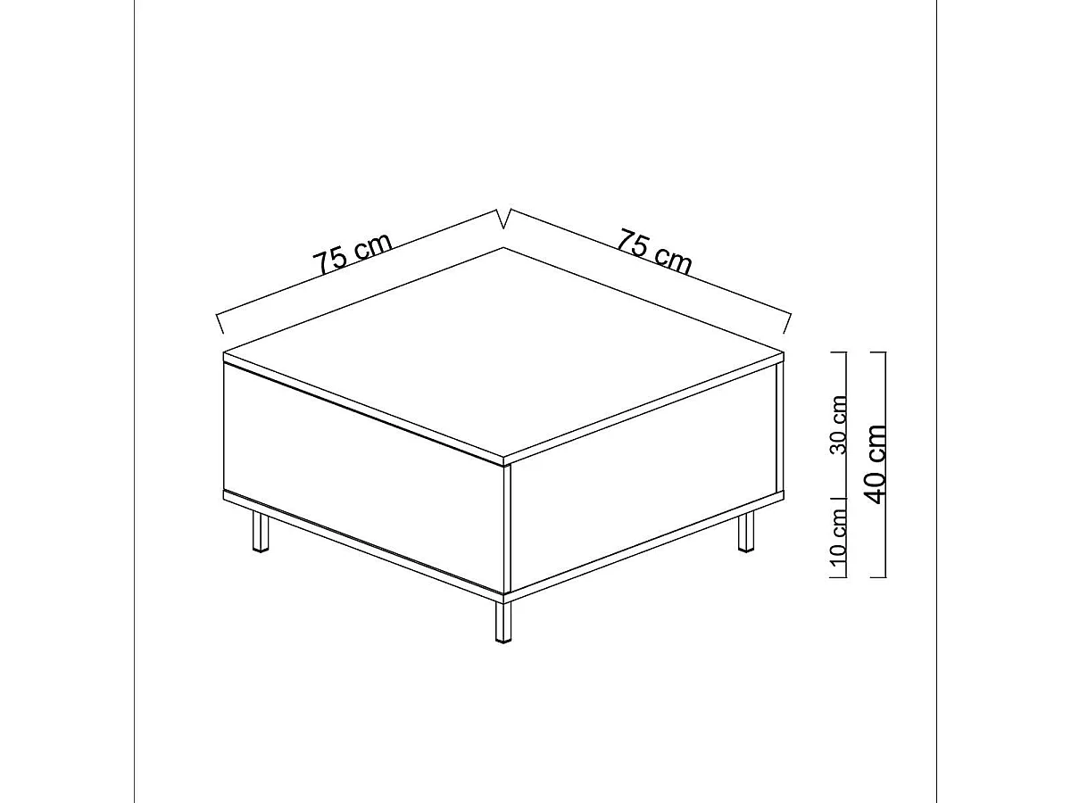 Table basse carrée gris foncé avec coffre de rangement AURA