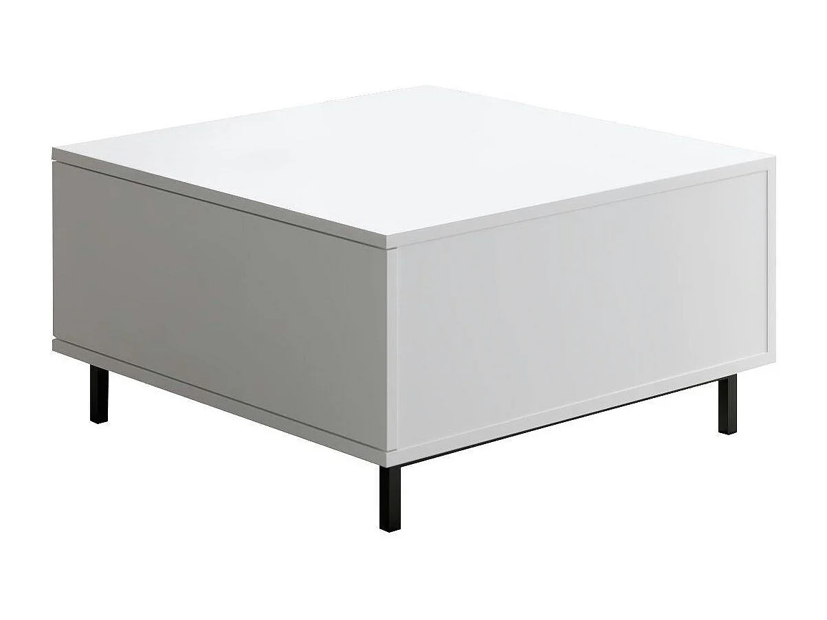 Table basse blanche carrée avec coffre de rangement AURA