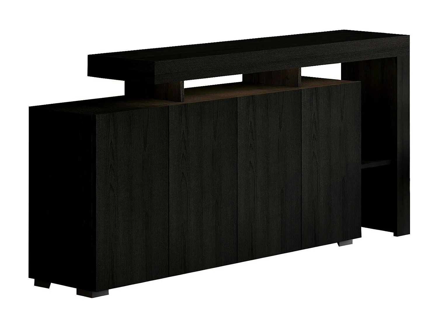 Buffet 4 portes décor bois noir à cadre ouvert AURA