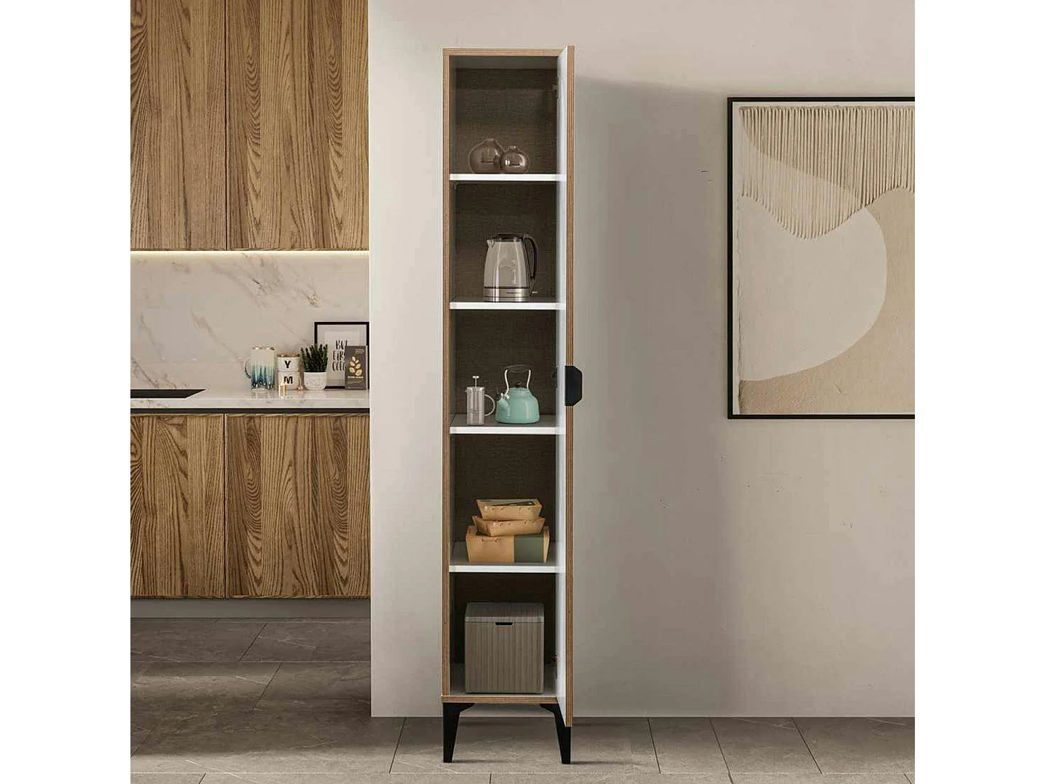 Colonne de rangement blanche étroite BYRON