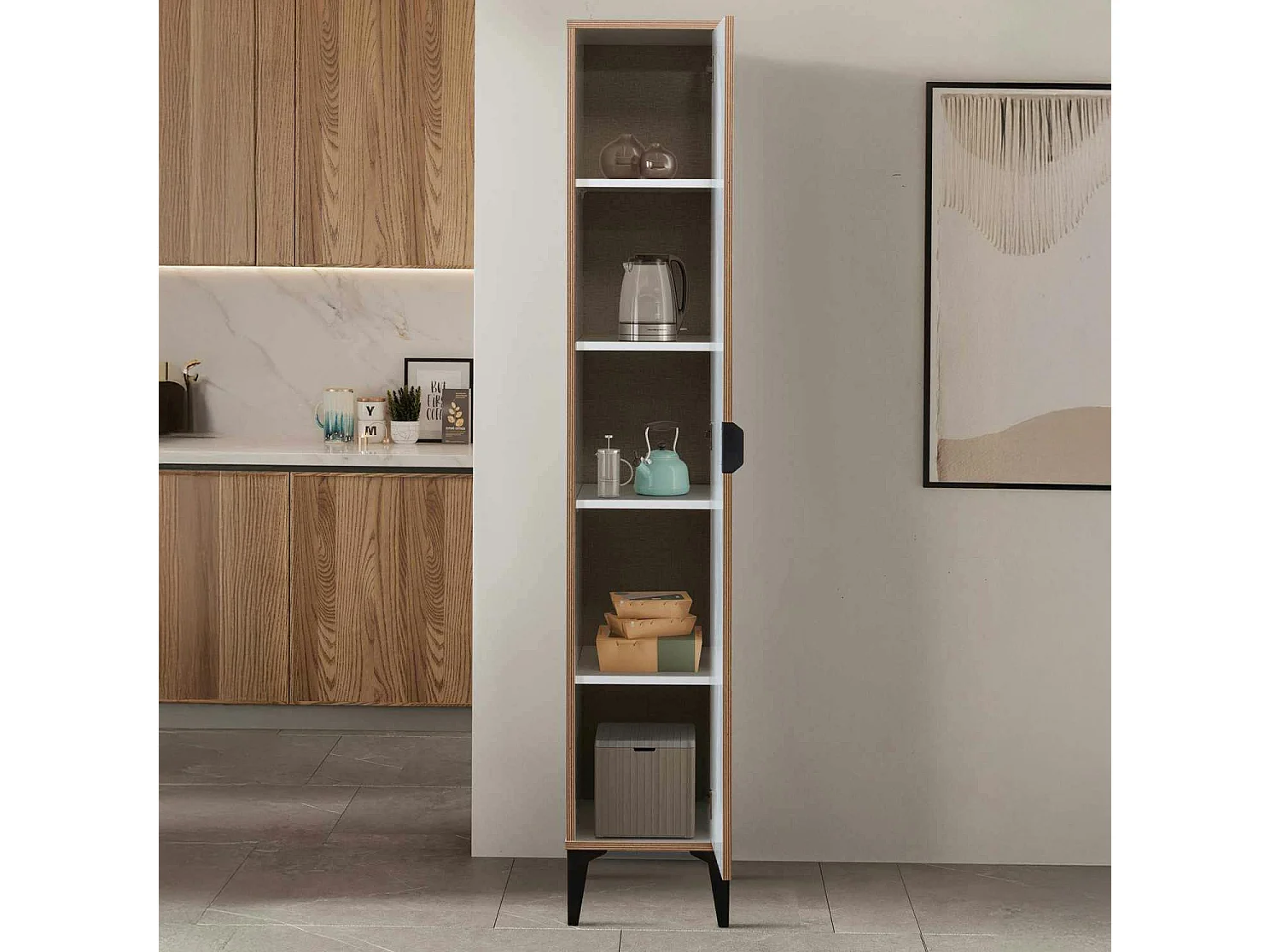 Colonne de rangement blanche étroite BYRON