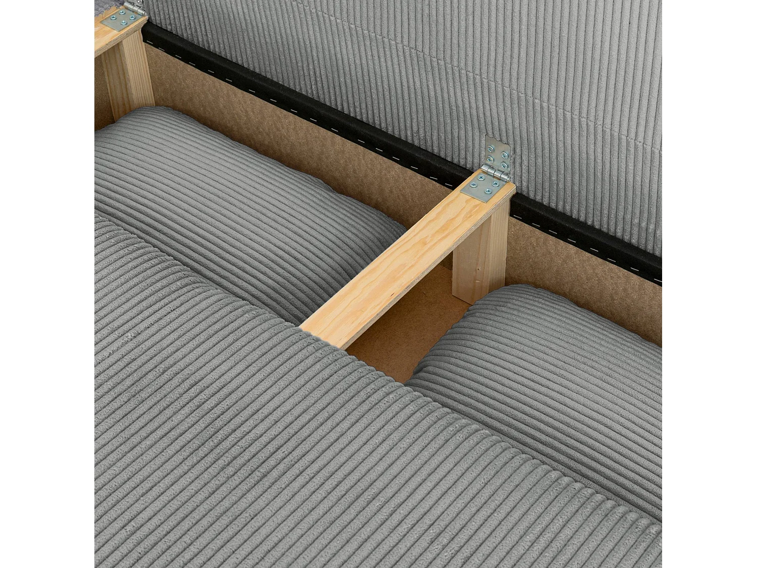 Banquette convertible 3 places velours côtelé avec coffre de rangement gris clair - Selma