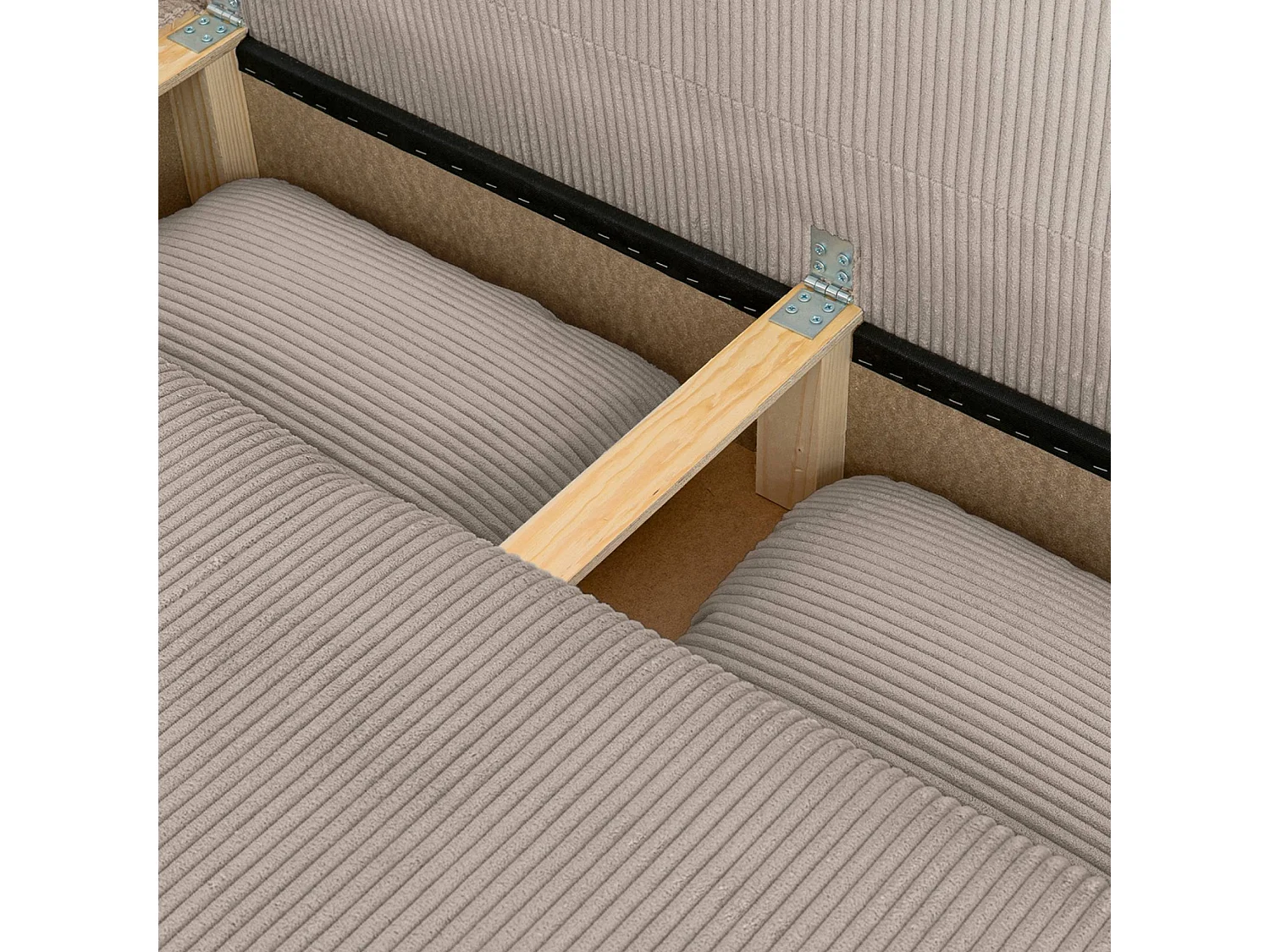 Banquette convertible 3 places velours côtelé avec coffre de rangement taupe - Selma