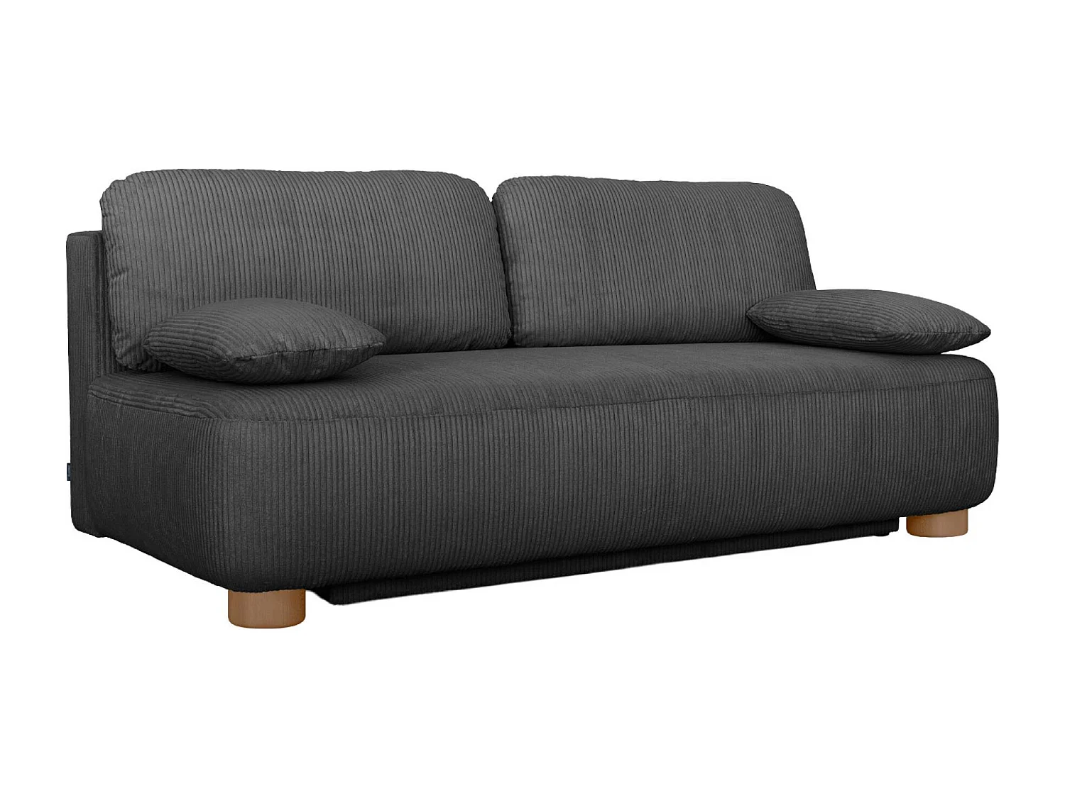 Banquette convertible 3 places velours côtelé avec coffre de rangement anthracite - Selma