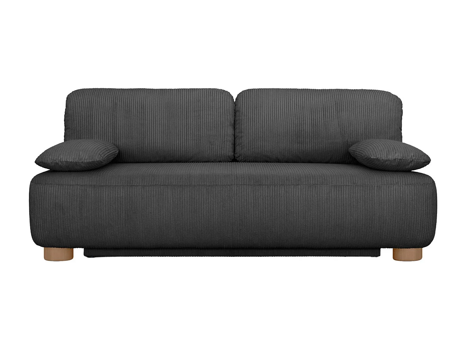 Banquette convertible 3 places velours côtelé avec coffre de rangement anthracite - Selma