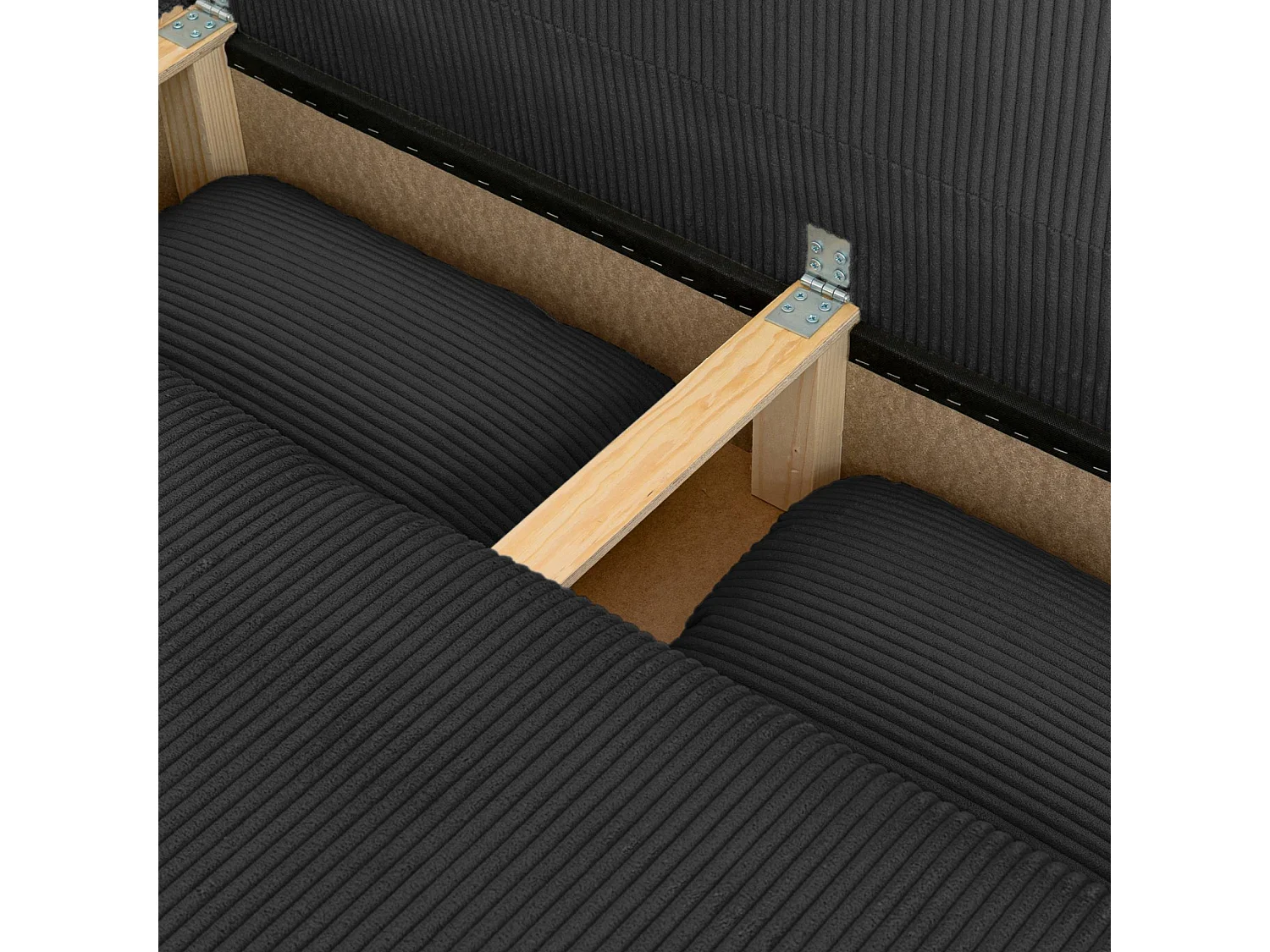 Banquette convertible 3 places velours côtelé avec coffre de rangement anthracite - Selma