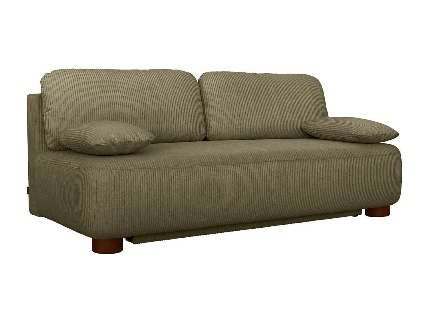 Banquette convertible 3 places velours côtelé avec coffre de rangement kaki - Selma