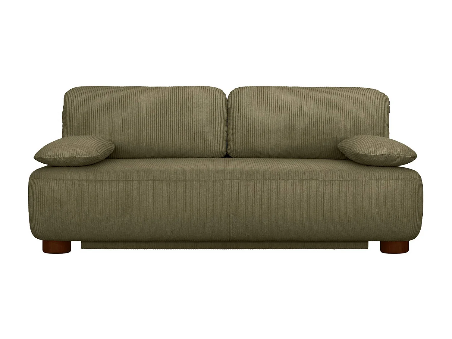 Banquette convertible 3 places velours côtelé avec coffre de rangement kaki - Selma