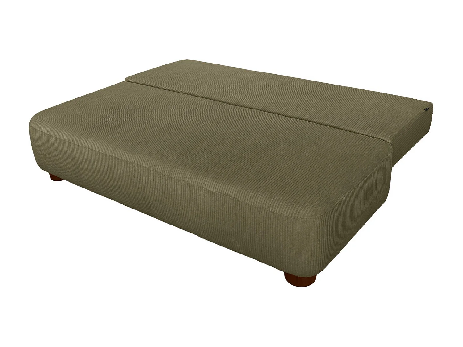 Banquette convertible 3 places velours côtelé avec coffre de rangement kaki - Selma