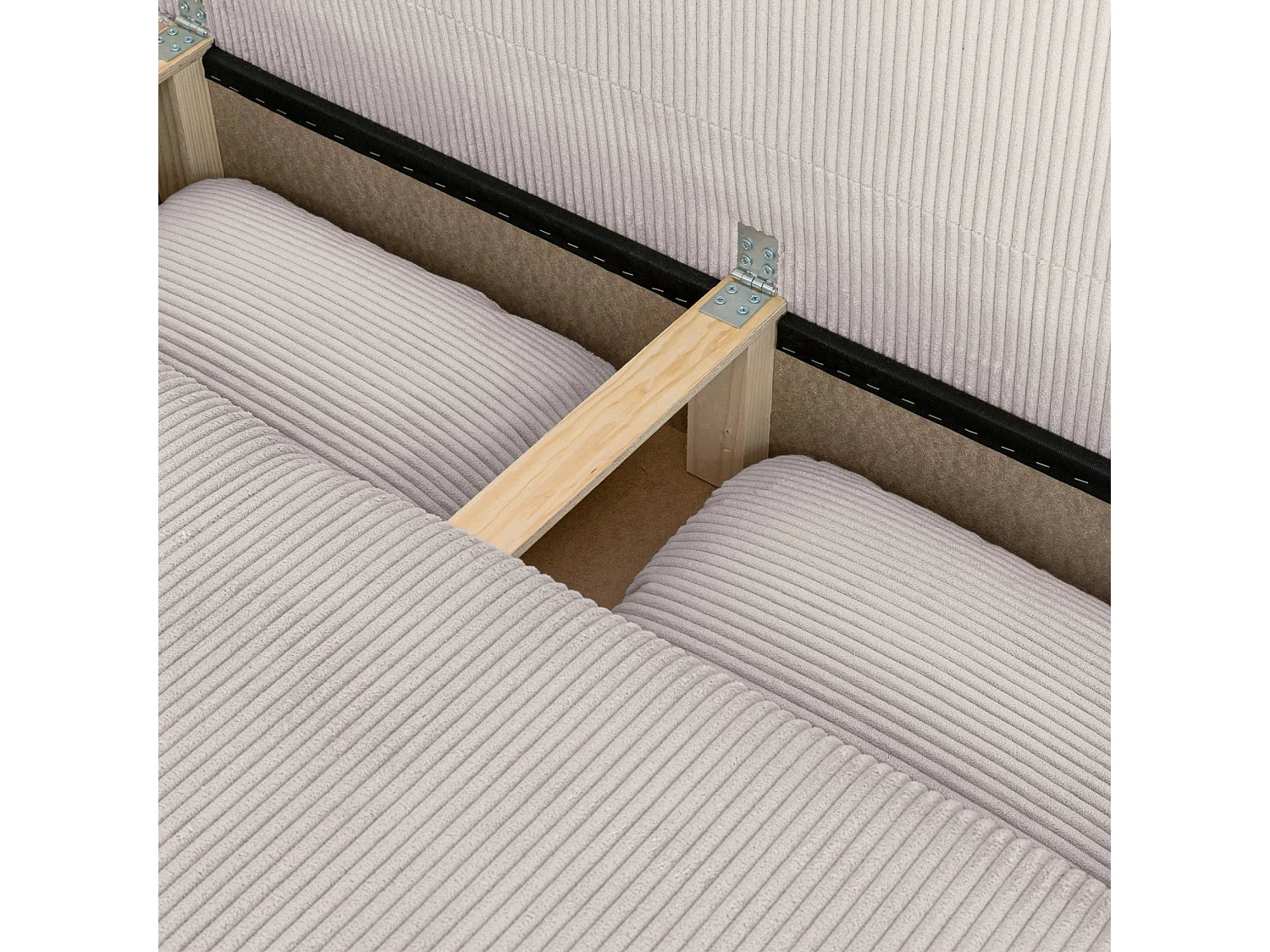 Banquette convertible 3 places velours côtelé avec coffre de rangement greige - Selma