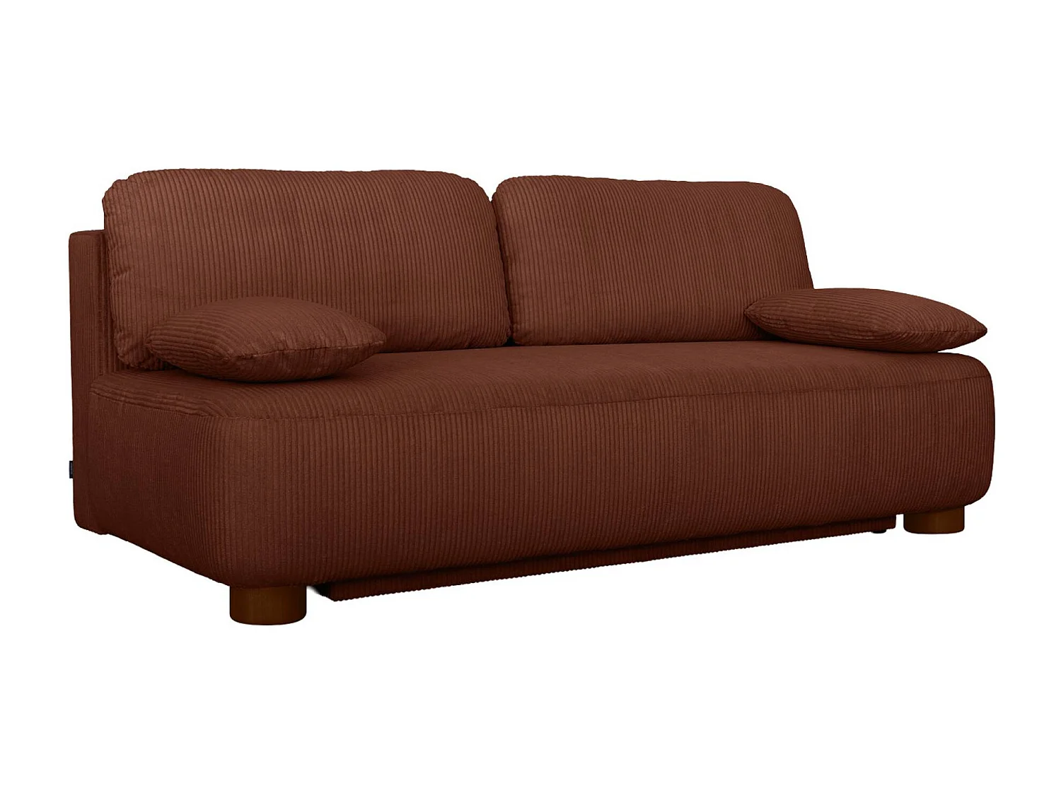 Banquette convertible 3 places velours côtelé avec coffre de rangement brique - Selma