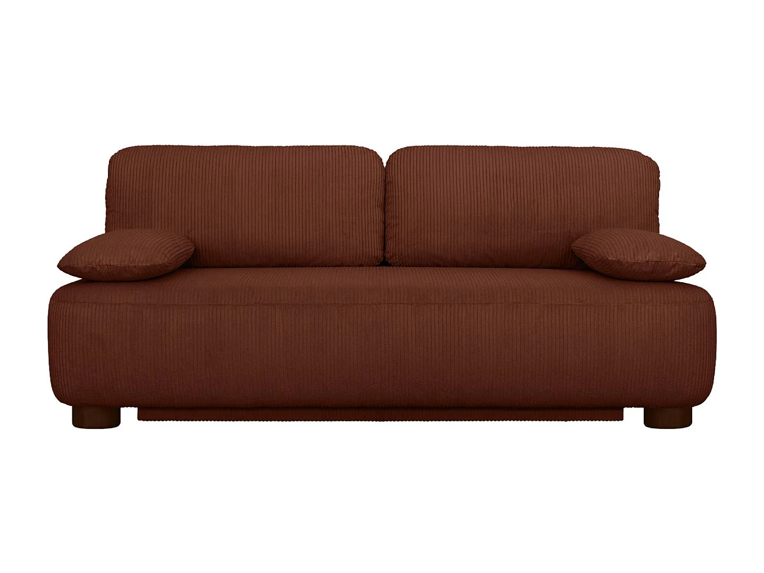 Banquette convertible 3 places velours côtelé avec coffre de rangement brique - Selma