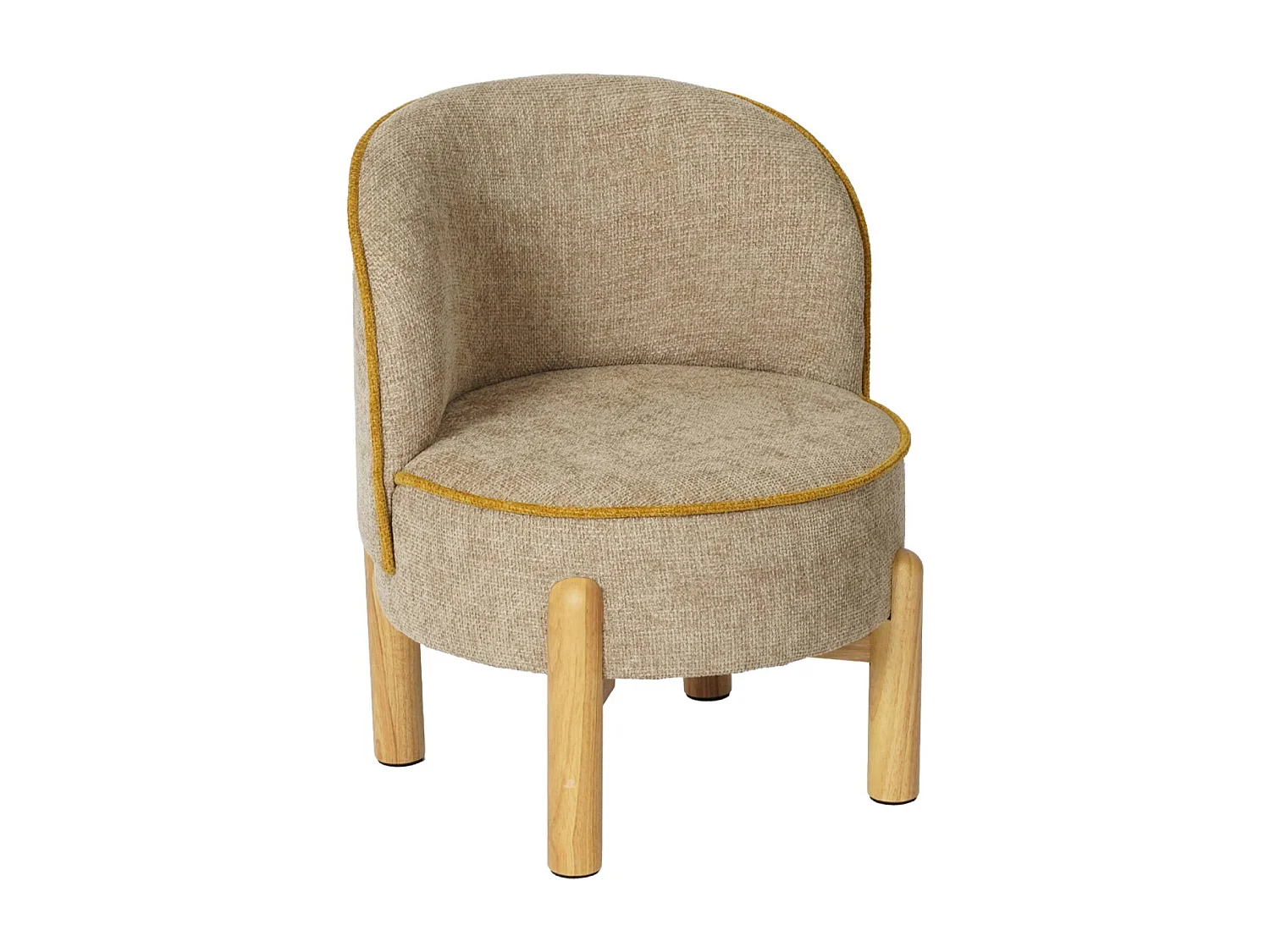 Fauteuil vintage enfant bois d'hévéa et tissu chenille taupe - Louisa