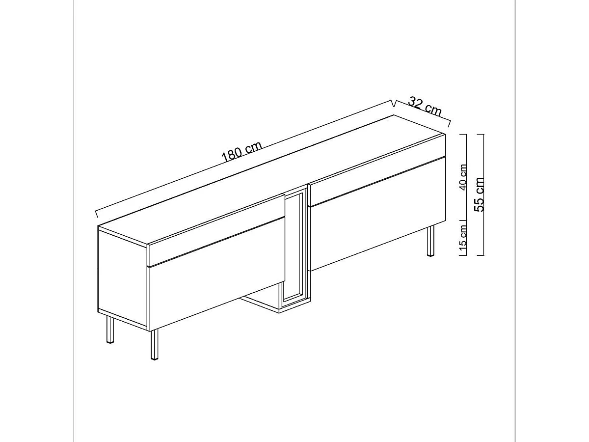 Meuble TV 2 portes blanc colonne LED à télécommande AURA