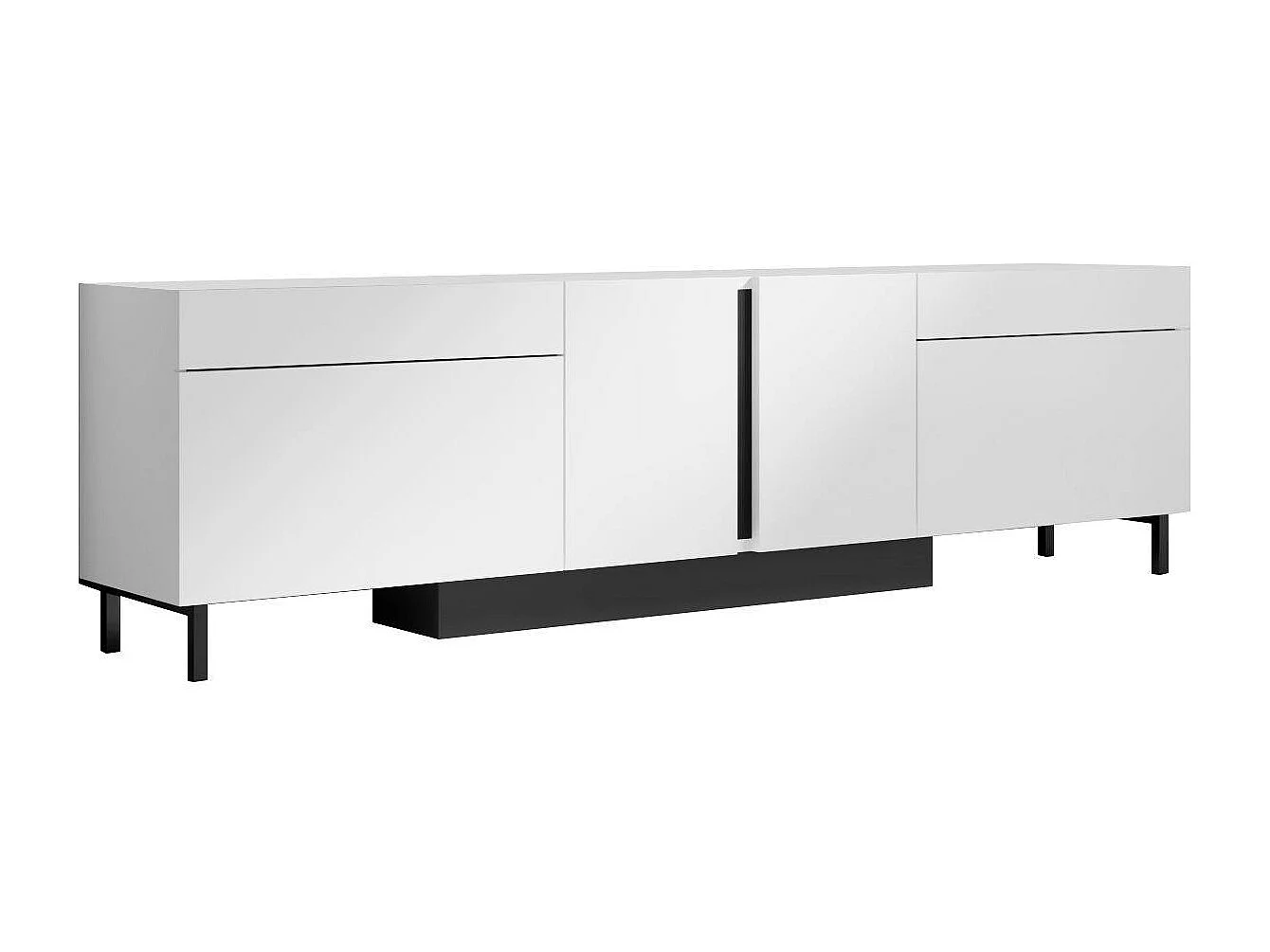 Meuble TV 4 portes blanc LED à télécommande AURA