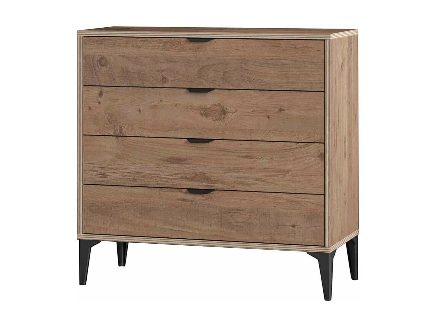 Commode 4 tiroirs décor pin moderne BYRON