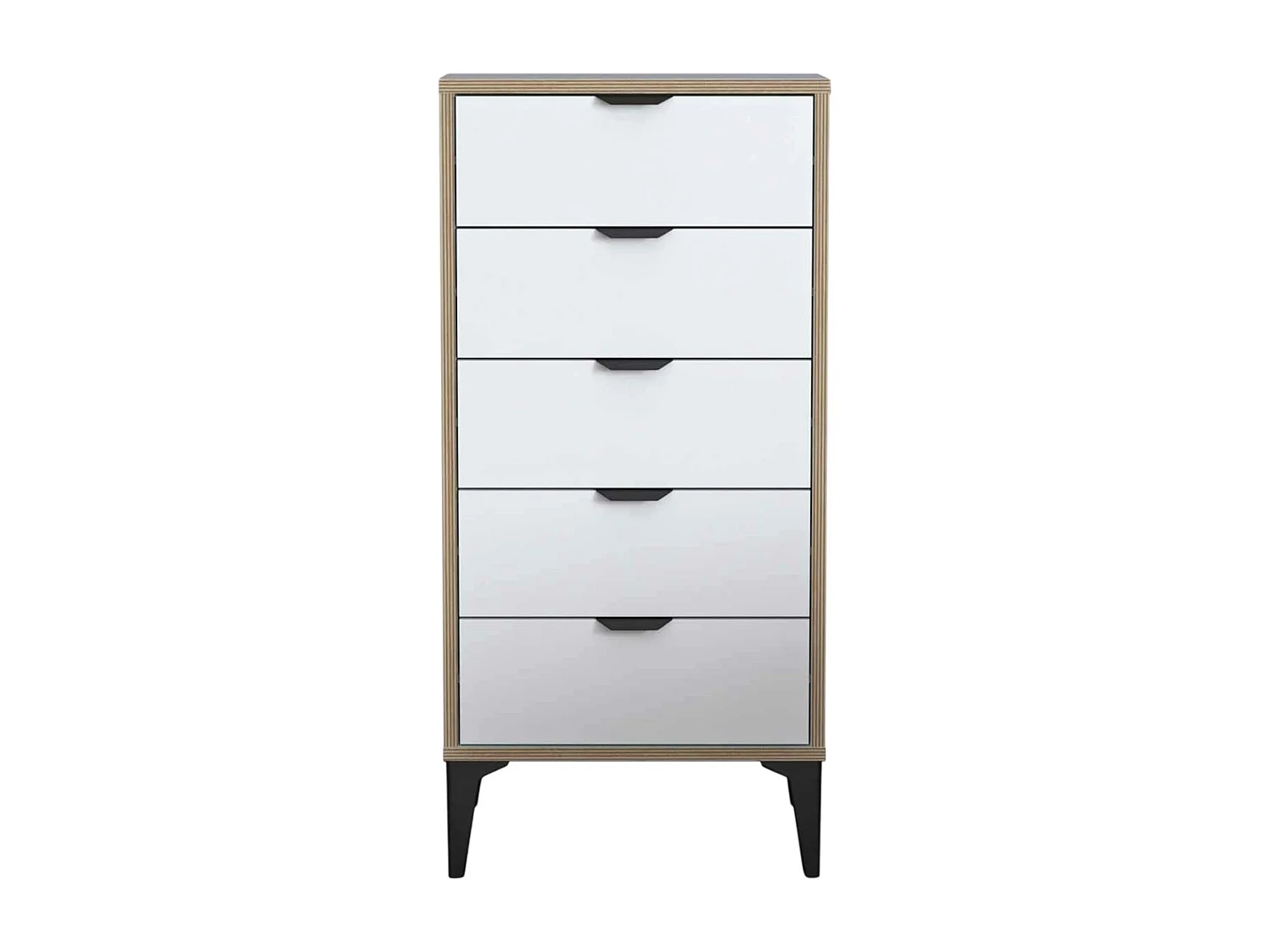 Commode étroite blanche 5 tiroirs BYRON