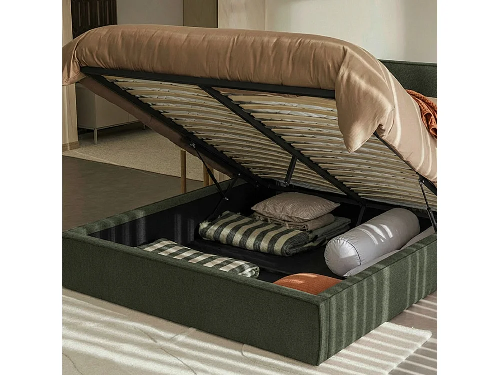 Liberia - Lit coffre en tissu 160x200cm - Vert