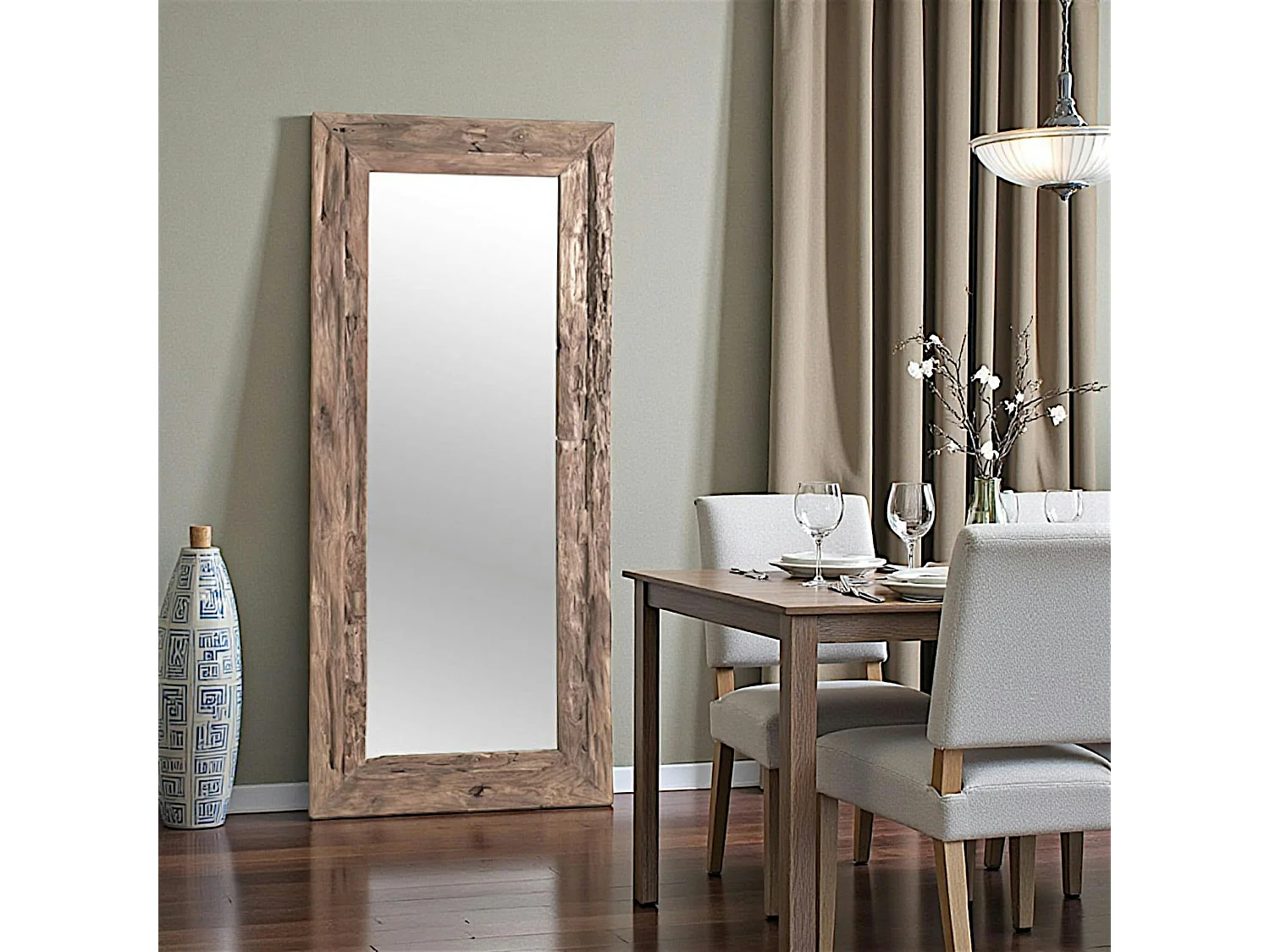 Miroir rectangulaire avec cadre bois recyclé 180 cm DEPOK