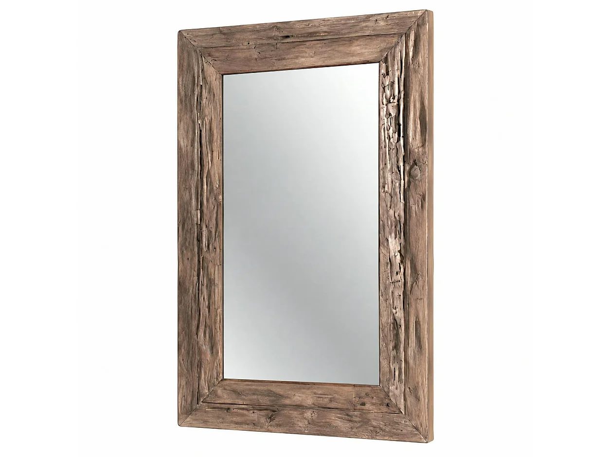 Miroir rectangulaire avec cadre bois recyclé 120 cm DEPOK