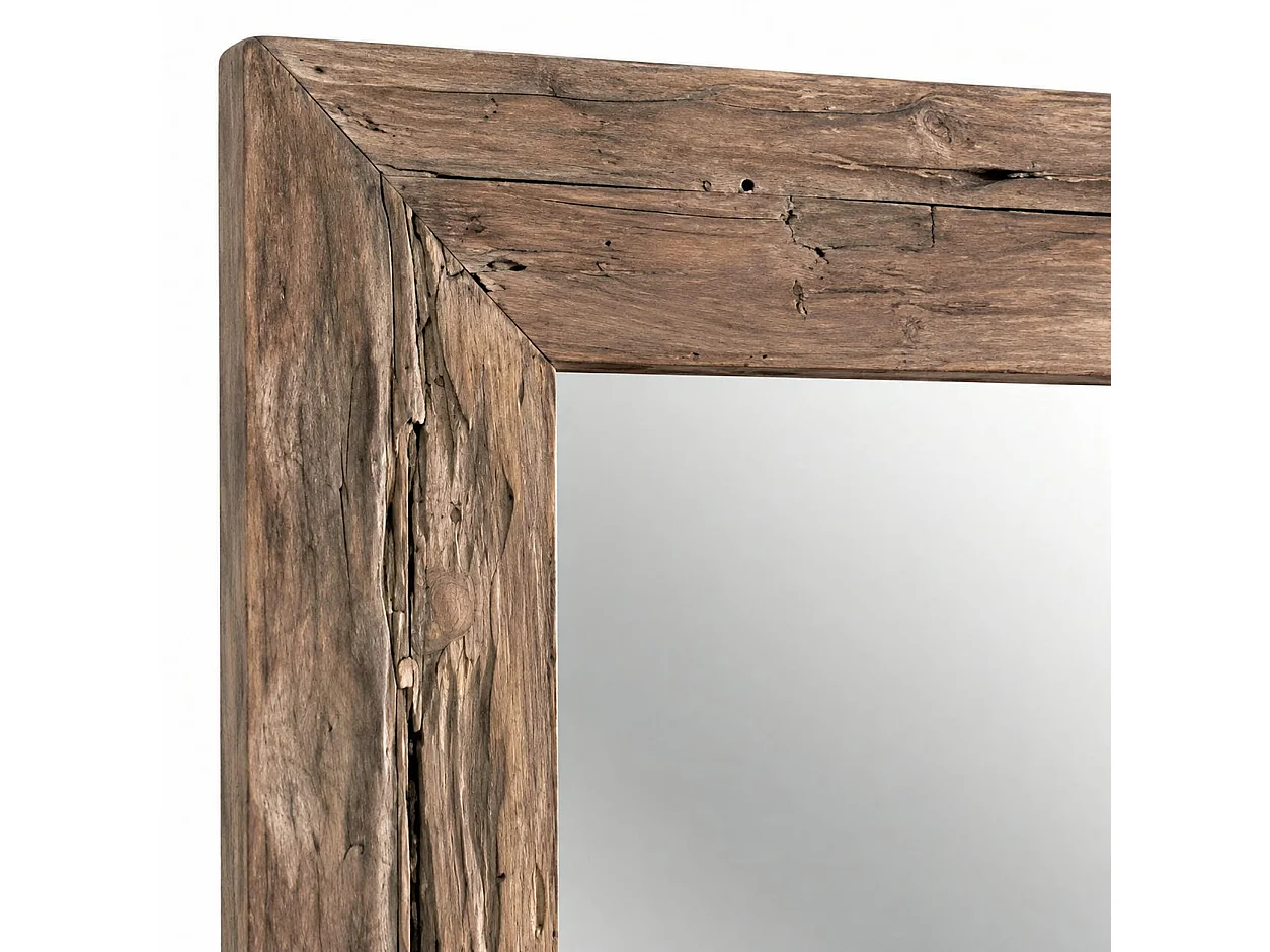 Miroir rectangulaire avec cadre bois recyclé 120 cm DEPOK